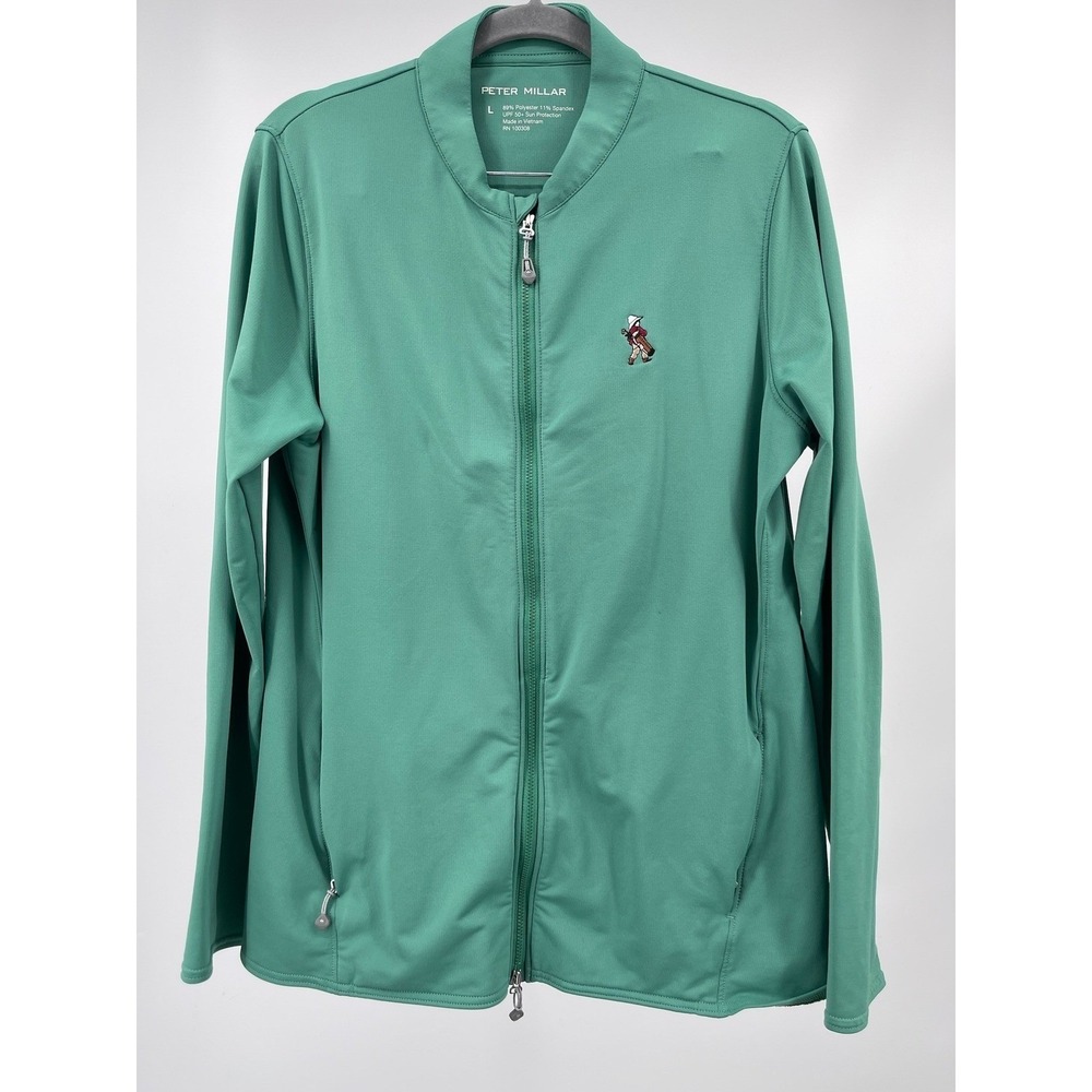 Peter Millar Pinehurst Jacket Womens L Green Full Zip Golf UPF 50 Stretch
